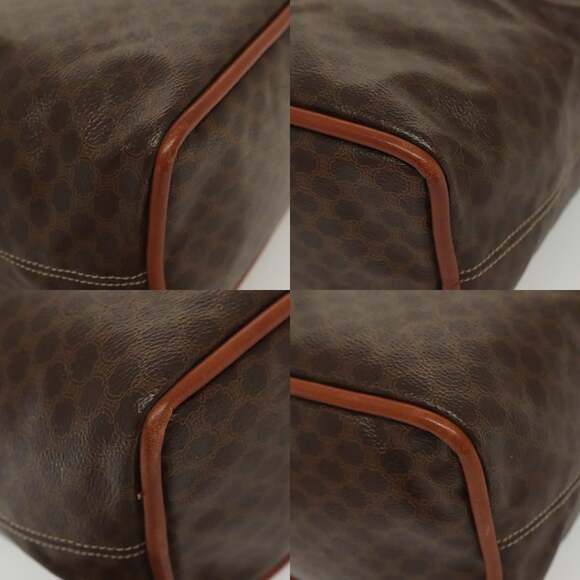 CELINE Macadam Canvas Hand Bag Pvc Leather Brown Gold - Picture 10 of 13